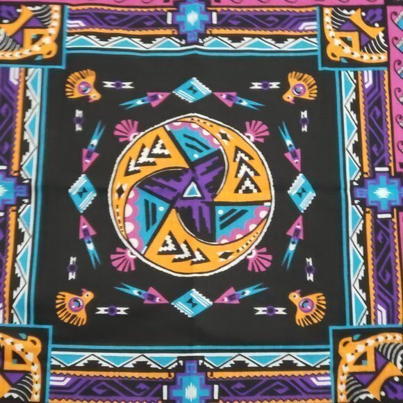 Vintage Wamcraft Aztec‎ Western Print Bandana Made In USA - Picture 2 of 5